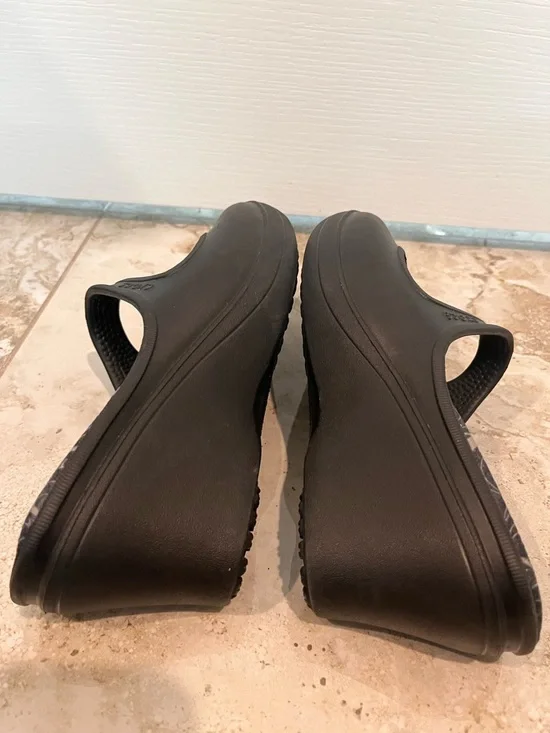 Crocs Frances Mary Jane Wedge Mule Slip On Shoes Black Comfort Women’s Size 9 - Picture 8 of 12